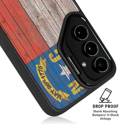 North Carolina Flag Dark Wood Galaxy S24 FE Kickstand Case